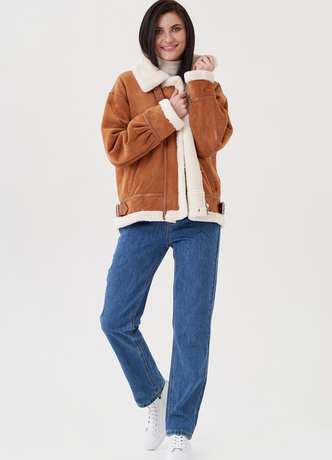 Дубленка женская  из эко замши  модель № 23953 в рассрочку