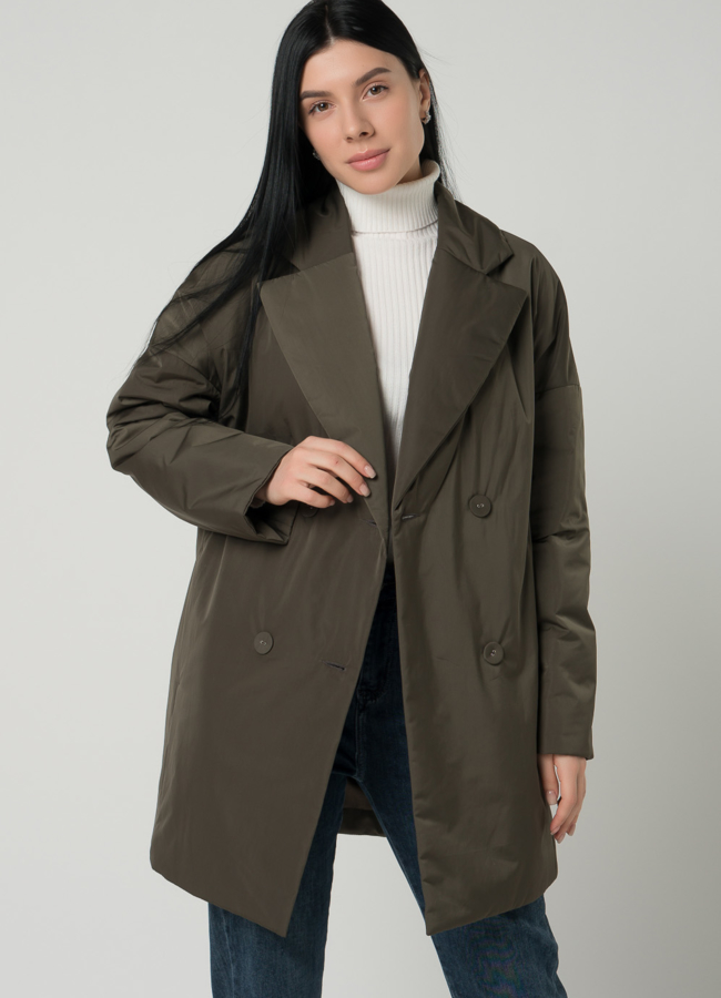 Женское двубортное полупальто с поясом модель № 21160 меха малина