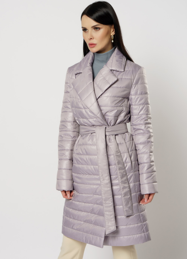 Женское утепленное пальто фиолетового цвета модель № 20738 меха малина