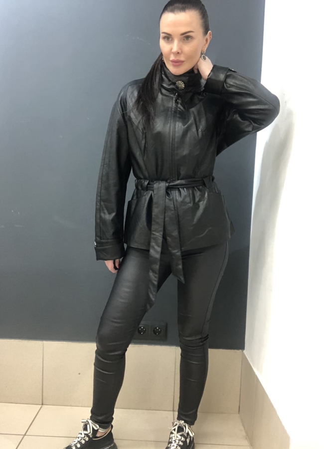 Куртка из эко кожи, приталенная модель № 739 в рассрочку