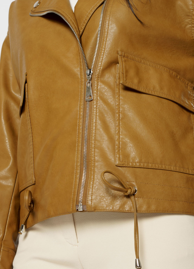 Куртка из эко кожи коричневого цвета модель № 20628 универмаг малина