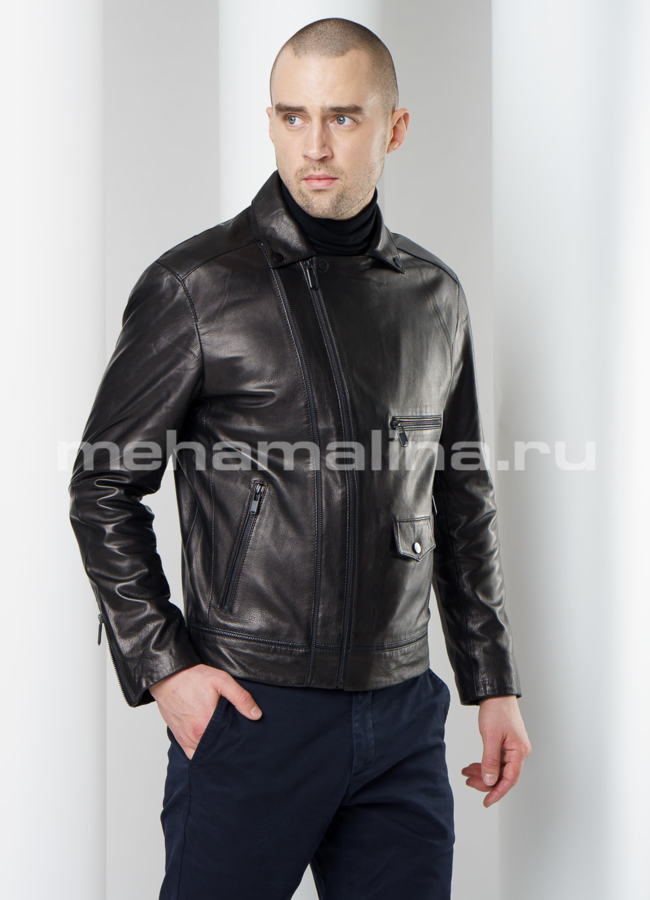 Куртка из натуральной кожи модель № KP-210 меха малина