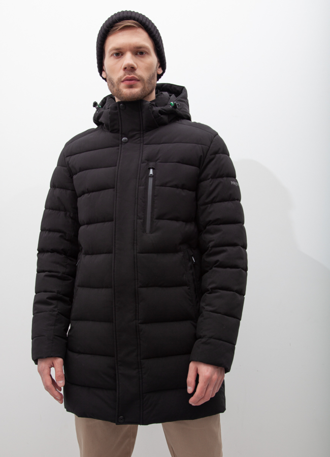 Пуховик мужской зимний с капюшоном модель № 21000 меха малина