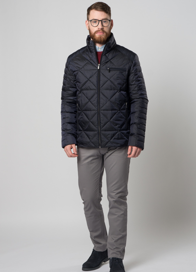 фото Мужская утепленная куртка синего цвета модель № TENOR