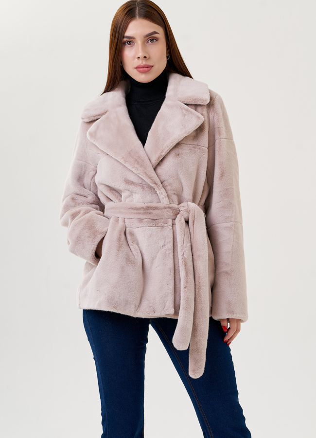 фото Женская куртка из искусственного меха с английским воротником  модель № 23538