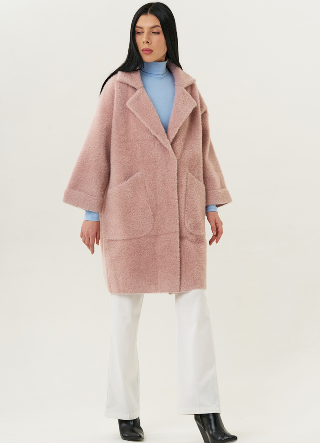 Женский кардиган с английским воротником в пудровом цвете модель № 1829 в рассрочку