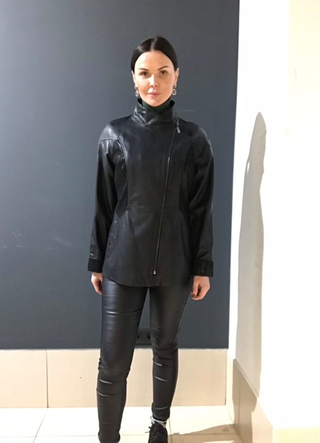 Куртка женская с воротником стойкой модель № 1397 меха малина