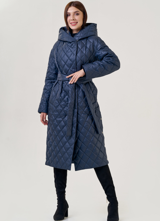 фото Женское утепленное пальто с капюшоном  модель № 23276