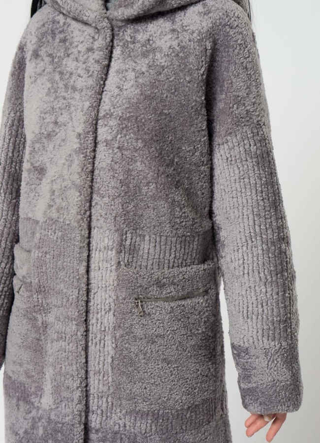 Шуба из овчины с капюшоном модель № 1506 в рассрочку