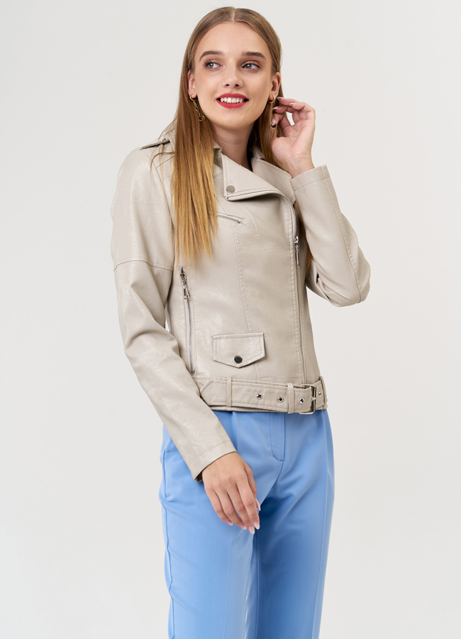 Светлая куртка из эко кожи модель № 21248, 22691 универмаг малина