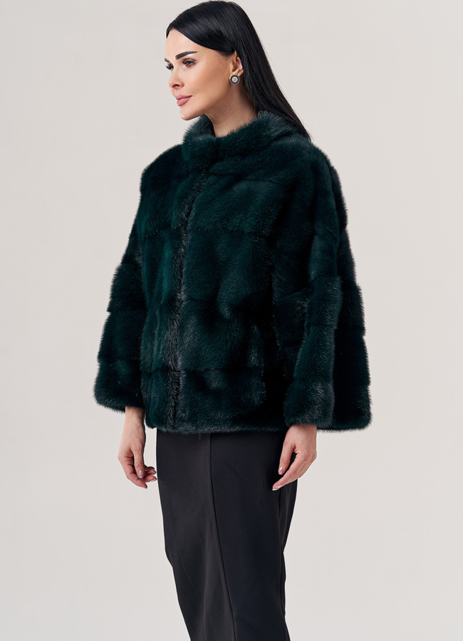 Короткая шуба из норки  модель № 23102 универмаг малина