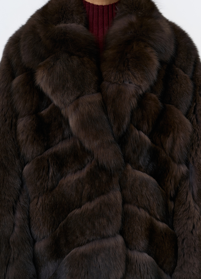 Шуба кимоно из песца модель № 32015 в рассрочку