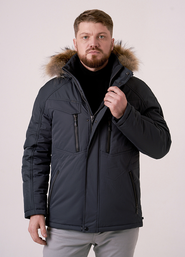 Пуховик прямой на молнии и кнопках с капюшоном модель № 0851 в кредит