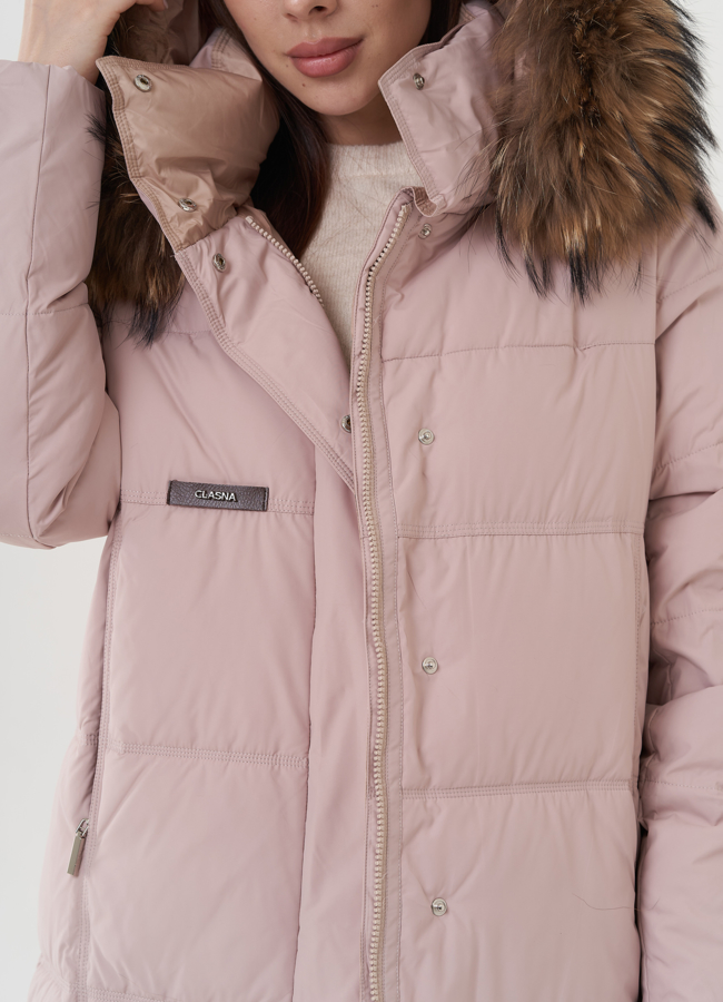 Пуховик женский с капюшоном  модель № 25708 универмаг малина