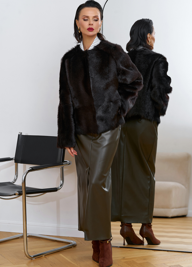 Женская натуральная дубленка в коричневом цвете модель № 31629 в кредит Женская натуральная дубленка в коричневом цвете модель № 31629 в кредит