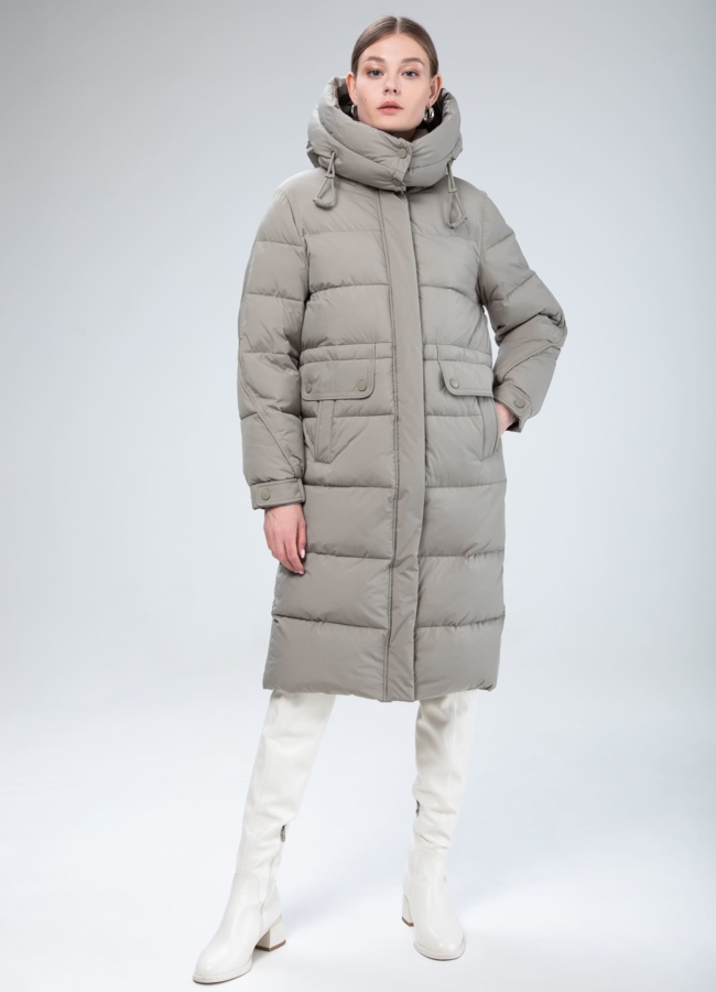 Пуховик женский с капюшоном  модель № 25779 меха малина