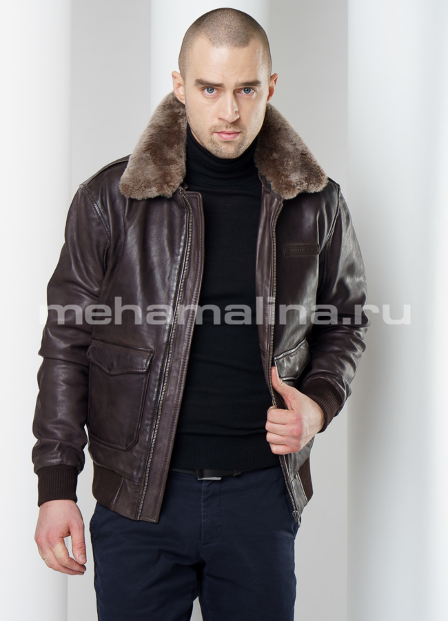 фото Кожаная куртка на резинке модель № KP-219