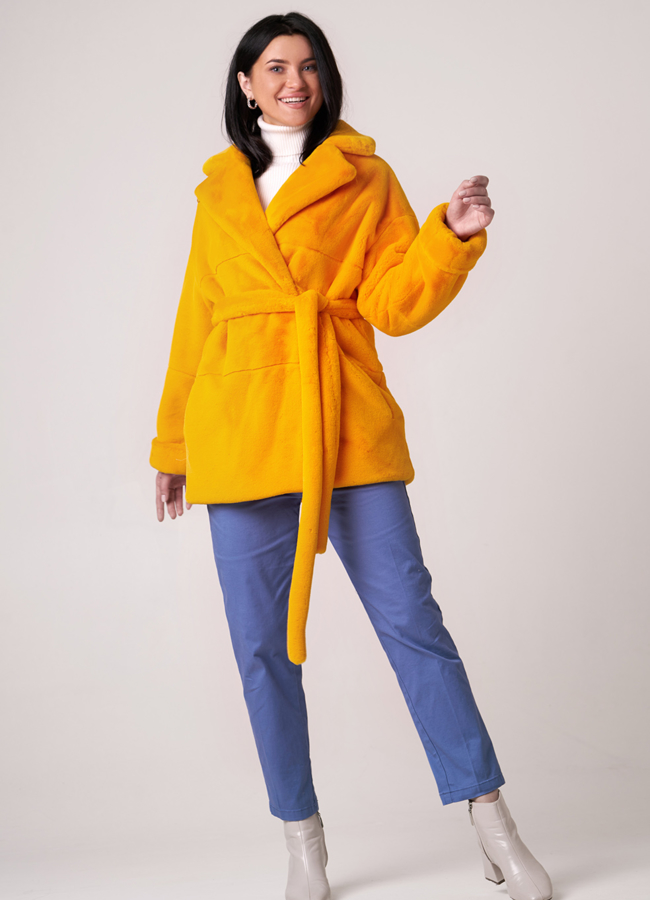 Шуба из искусственного меха с английским воротником модель № 17840 универмаг малина