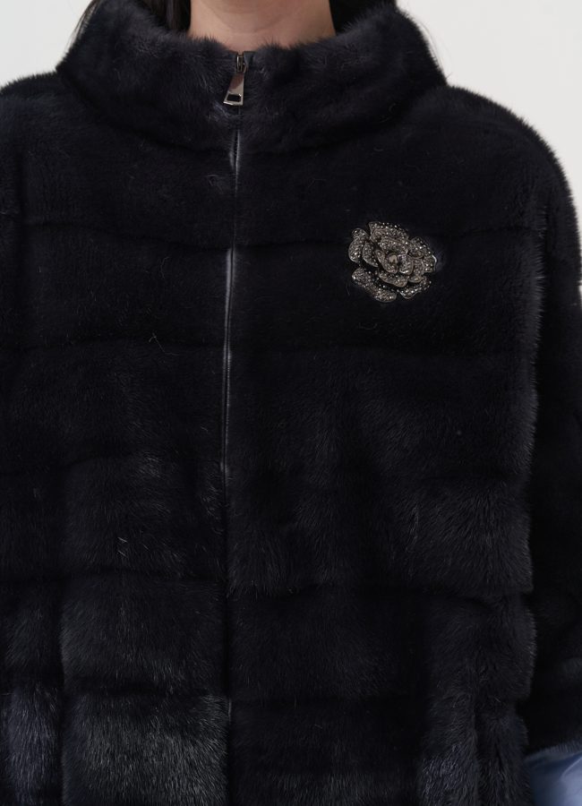 Укороченная шуба-трансформер из меха норки модель № 23712 в рассрочку