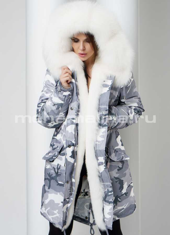 Меховая парка модель № П-209 меха малина