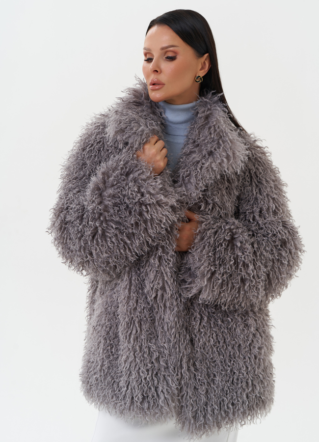 Женская шуба под эко ламу модель № 1363 универмаг малина