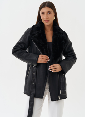 Эко дубленка с английским воротником