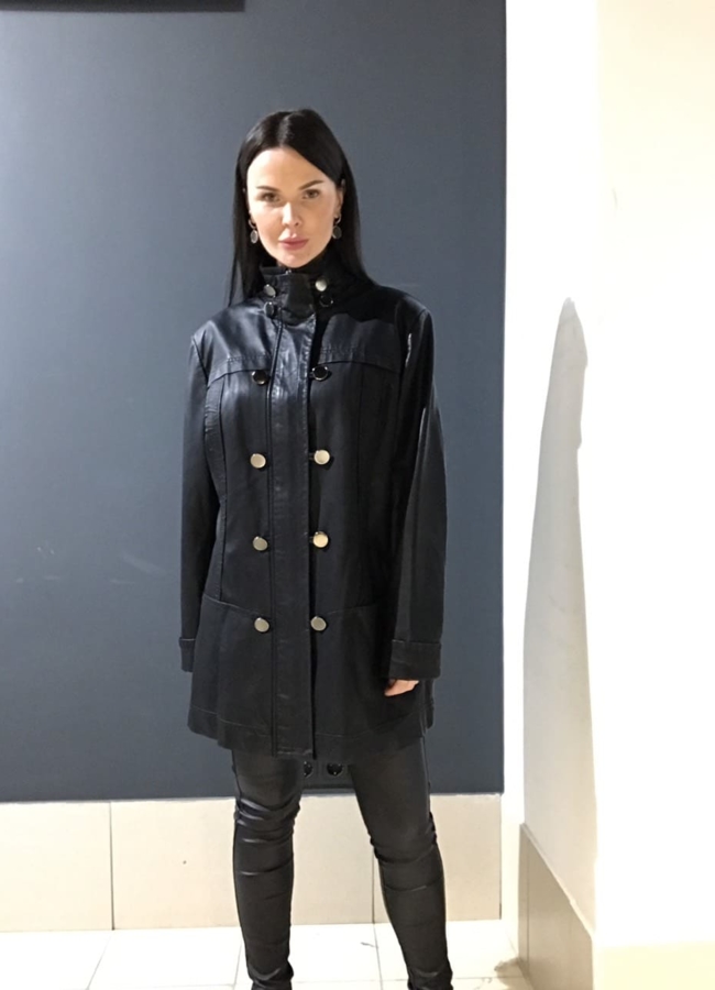 Куртка из эко кожи  модель № 10-12 меха малина