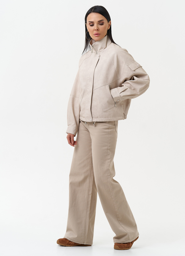 Куртка бомбер из эко кожи с воротником стойкой модель № 30341 универмаг малина