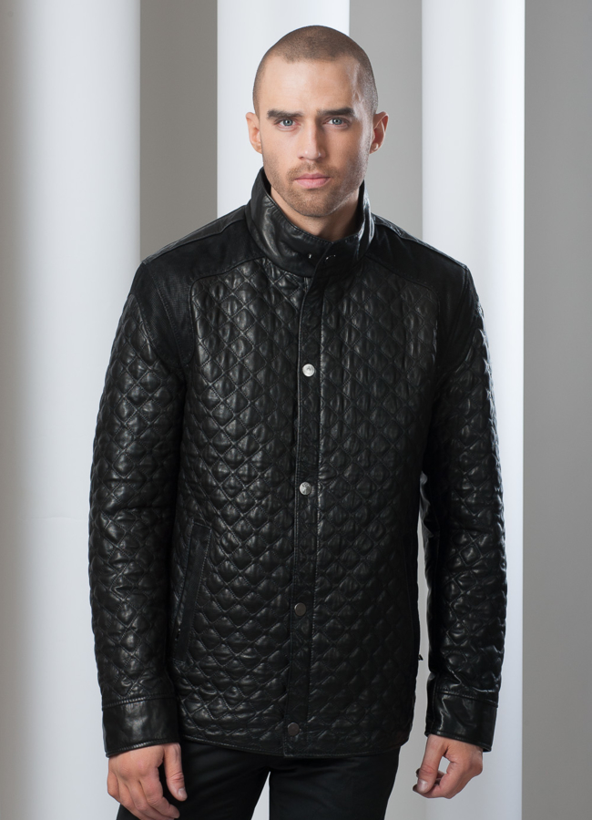 Кожаная куртка на молнии Wetwayt модель № KP-24 меха малина Кожаная куртка на молнии Wetwayt модель № KP-24 меха малина