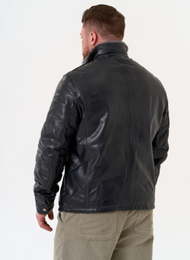 Куртка из натуральной кожи с воротником стойкой