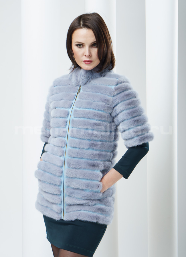 Женский жакет из норки, цвет сапфир модель № M-41 в кредит