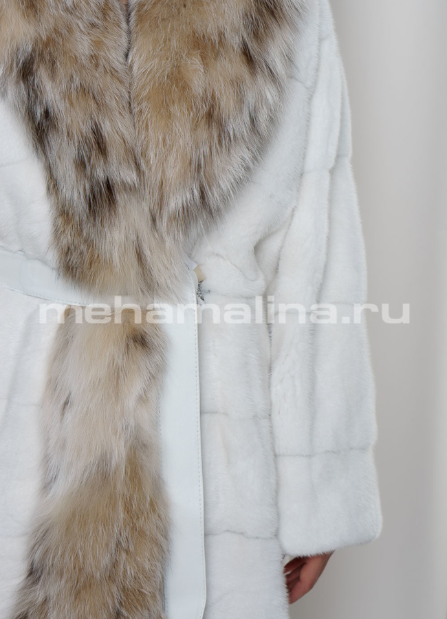 Белая норковая шуба  модель № S-719 универмаг малина
