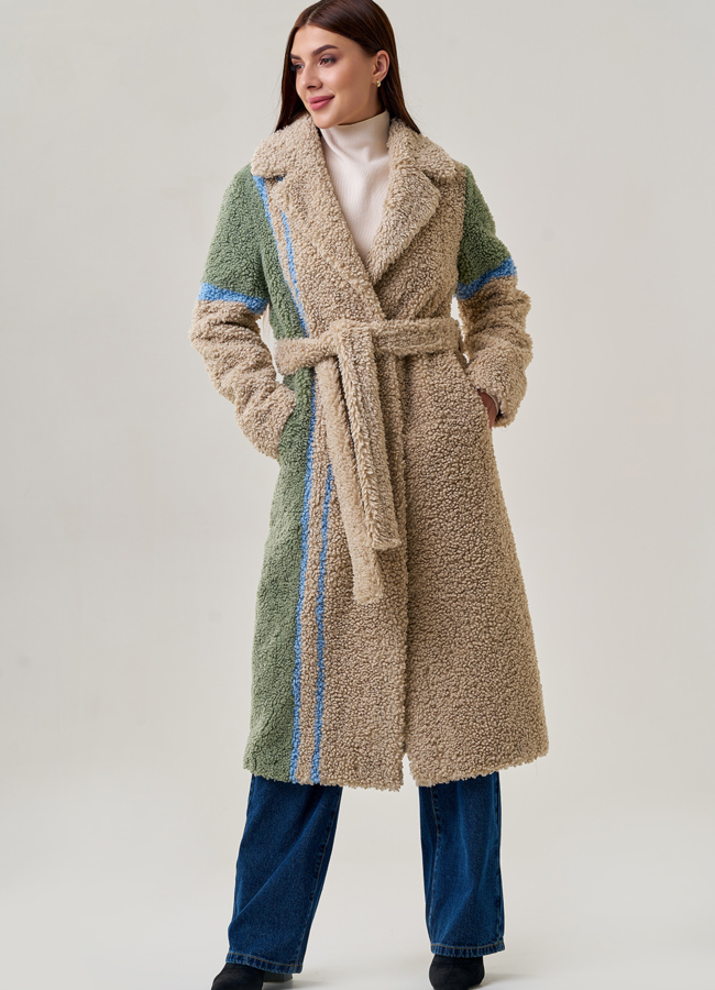 Удлиненное женское пальто из искусственного меха модель № 23237 универмаг малина