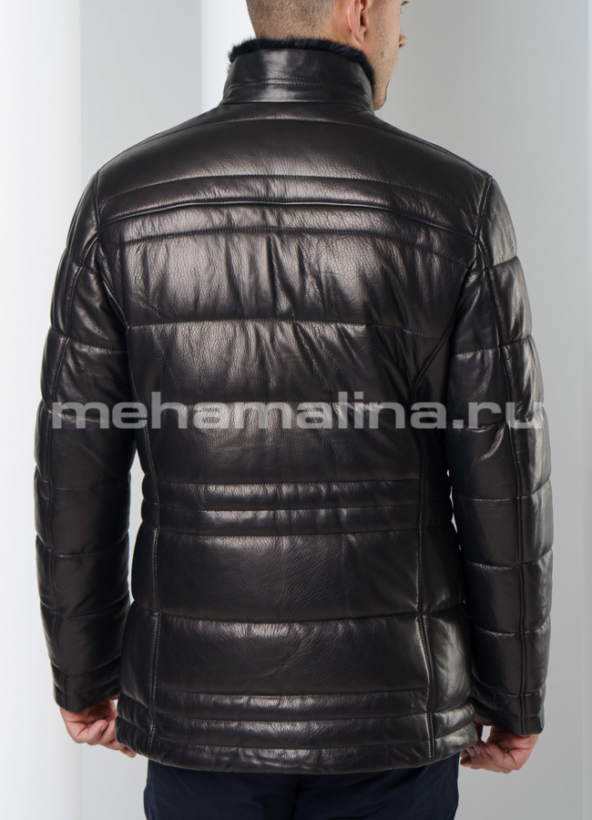 Кожаный пуховик модель № ПМ-82 в кредит