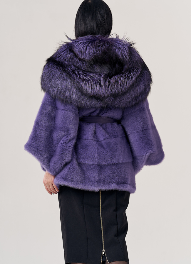 Норковая шуба с капюшоном  модель № 23852 в кредит