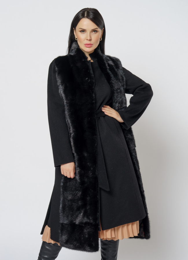 Пальто - жилет с мехом модель № 2300 меха малина