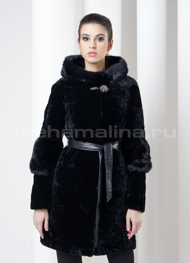 Шуба астраган с капюшоном модель № S-121 в кредит