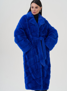 Шуба из норки синего цвета