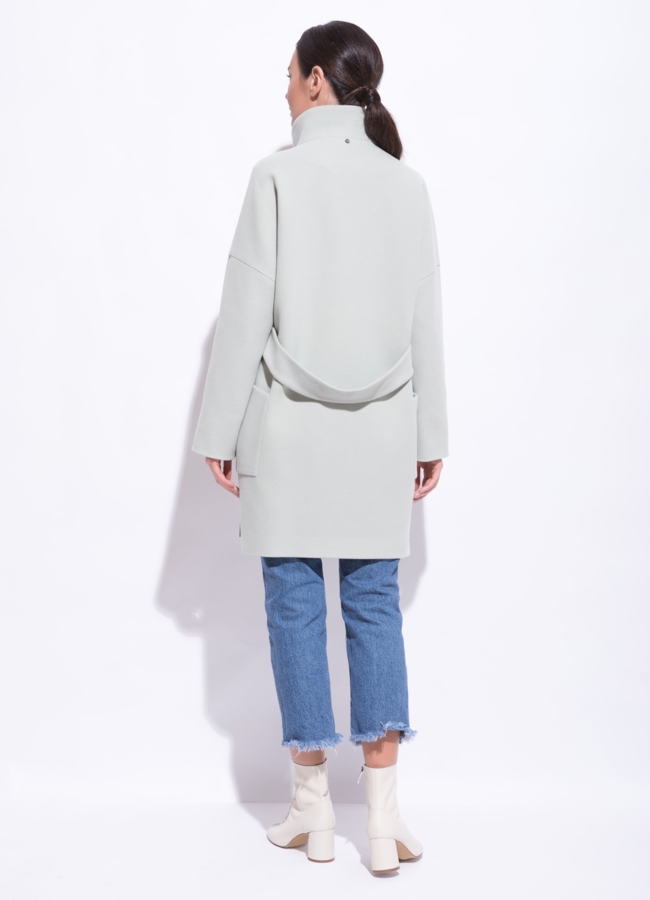 фото Демисезонное пальто в фисташковом цвете модель № 7007