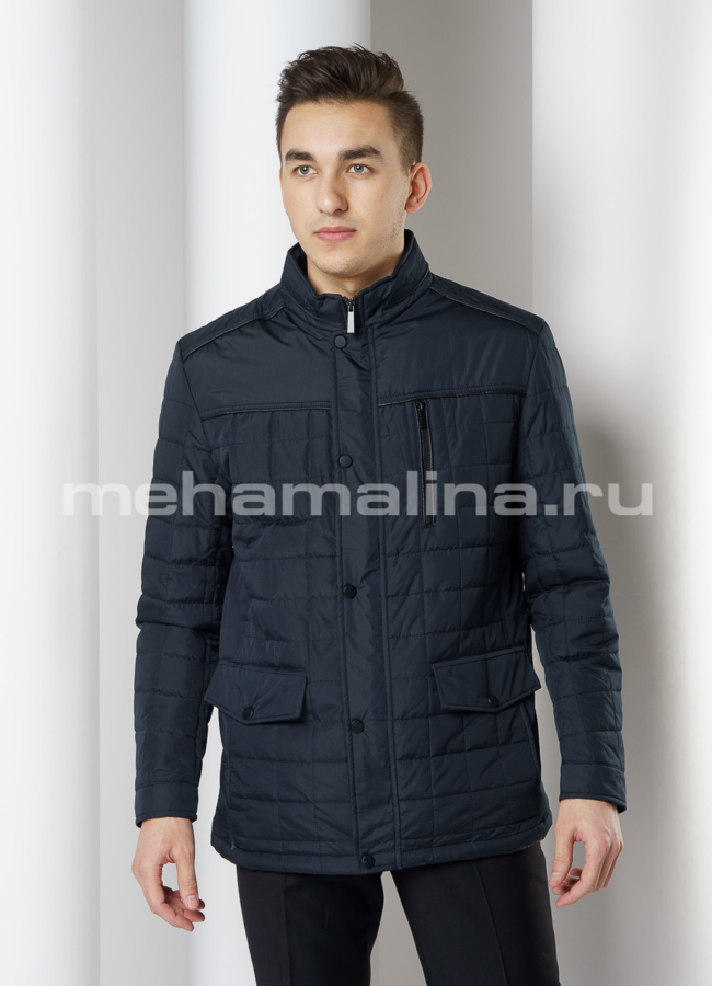 Мужская утепленная куртка  модель № 1718 меха малина