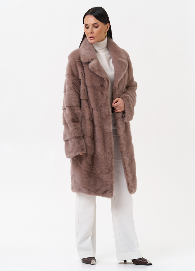 Шуба из норки с английским воротником модель № 28931 универмаг малина