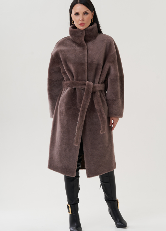 Двухсторонняя дубленка в цвете капучино модель № 25526 в кредит