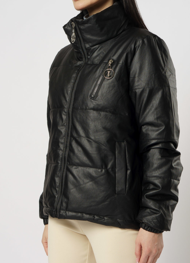 Женская куртка из эко кожи черного цвета модель № 20781 универмаг малина