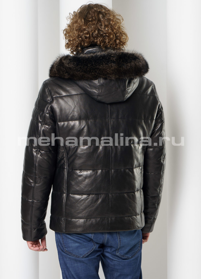 Мужской пуховик с капюшоном на молнии модель № KP-233 в кредит