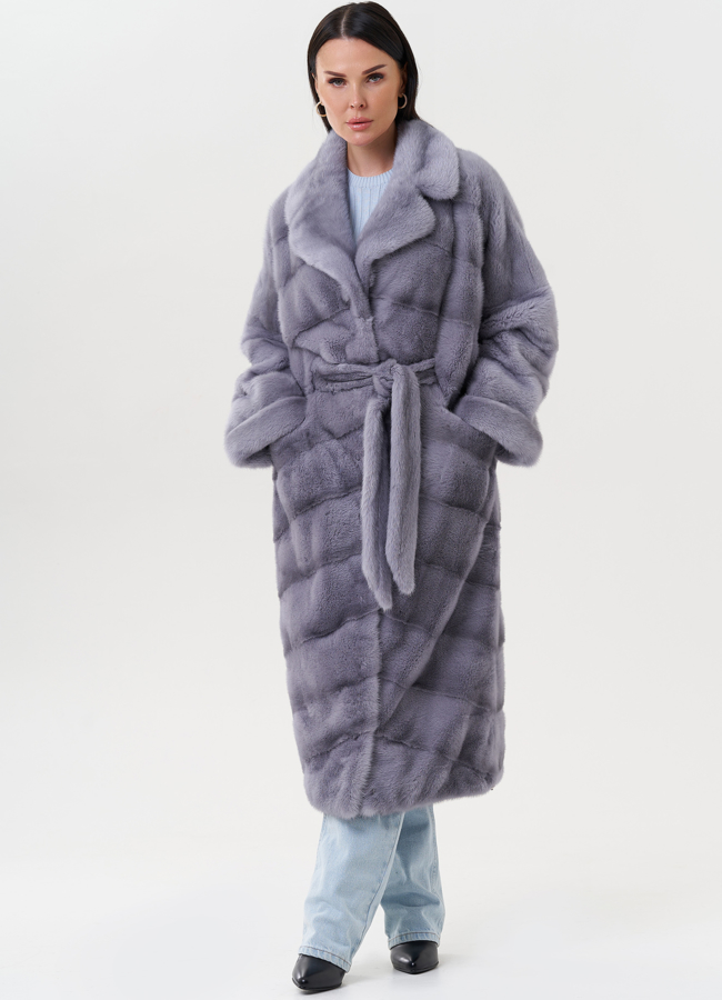 фото Женская норковая шуба с английским воротником модель № 27602