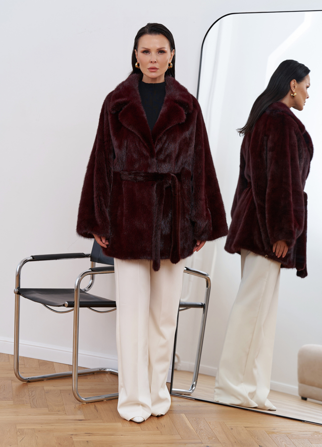 Шуба из меха норки с английским воротником модель № 27592 универмаг малина