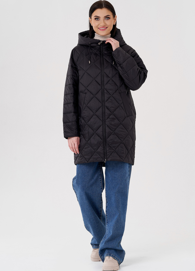 фото Женское полупальто с капюшоном  модель № 24336