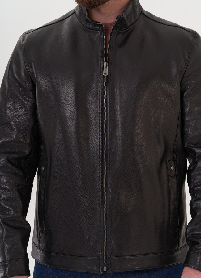 Куртка из натуральной кожи черного цвета модель № 26921 универмаг малина