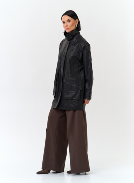 Женская удлиненная куртка из натуральной кожи