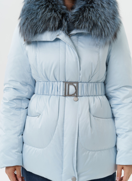 Пуховик с мехом чернобурки